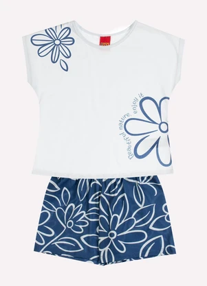 Kyly - Conjunto Infantil Menina Flores Branco - KYLY
