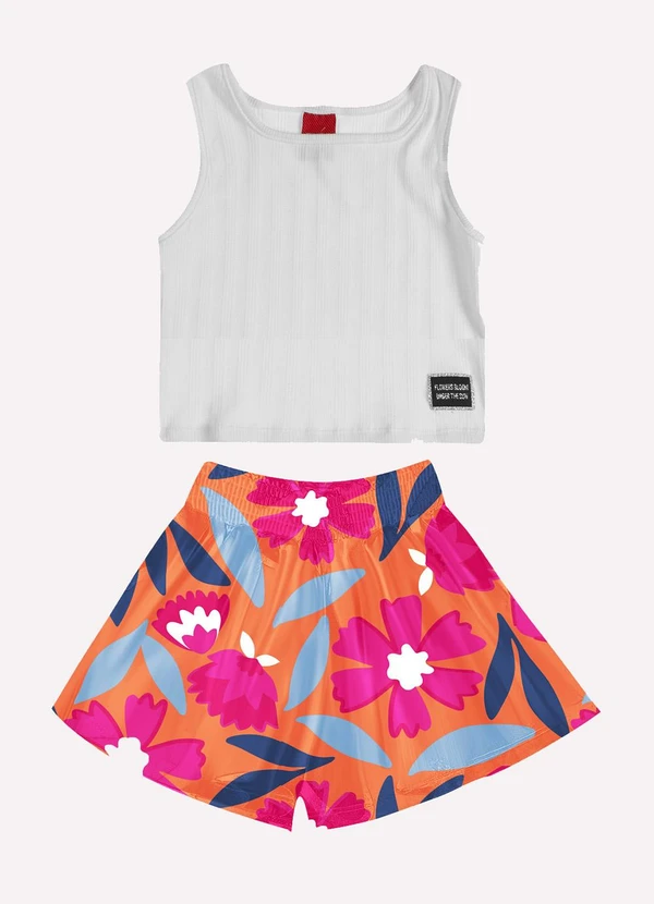 Kyly - Conjunto Infantil Menina Flores Branco 1