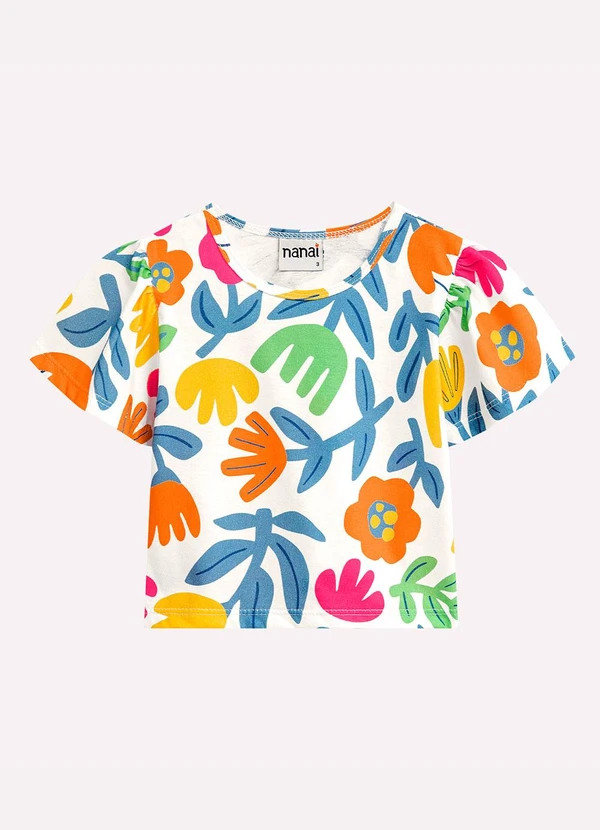 Nanai - Conjunto Infantil Menina Flores Branco 2