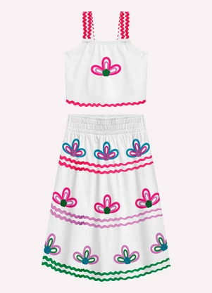 Nanai - Conjunto Infantil Menina Flores Branco - NANAI