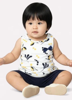 Kyly - Conjunto Infantil Menina Flores Branco - KYLY