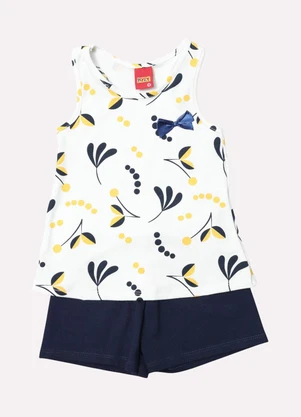 Kyly - Conjunto Infantil Menina Flores Branco - KYLY