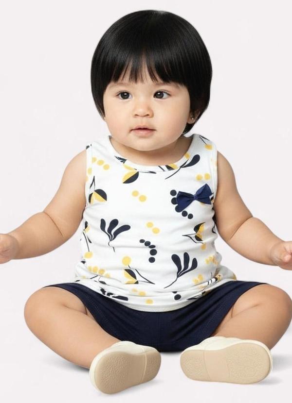 Kyly - Conjunto Infantil Menina Flores Branco