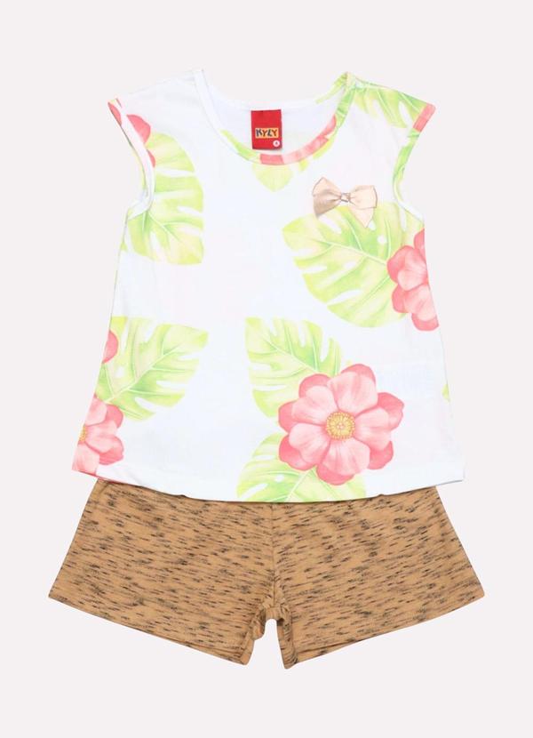 Kyly - Conjunto Infantil Menina Flores Branco 2