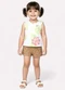 Kyly - Conjunto Infantil Menina Flores Amarelo - variação: Branco