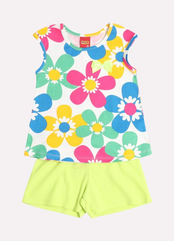 Kyly - Conjunto Infantil Menina Flores Branco 2