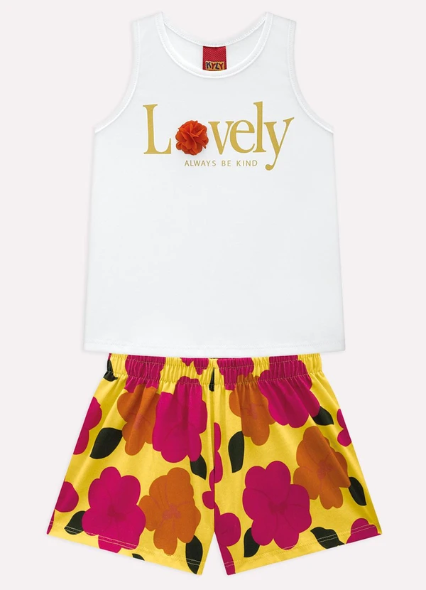 Kyly - Conjunto Infantil Menina Flores Branco
