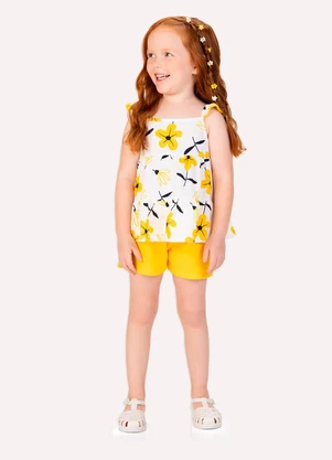 Kyly - Conjunto Infantil Menina Flores Branco - KYLY