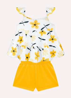 Kyly - Conjunto Infantil Menina Flores Branco - KYLY