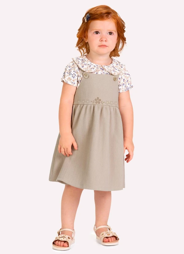 Milon - Conjunto Infantil Menina Flores Branco