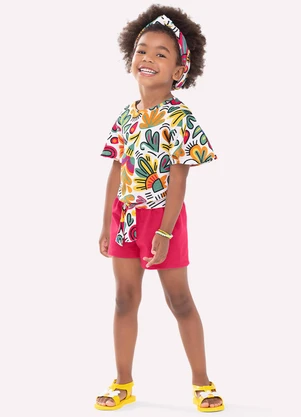 Nanai - Conjunto Infantil Menina Flores Branco - NANAI