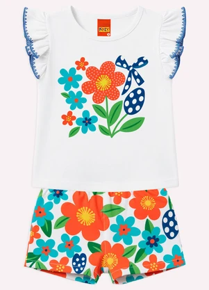 Kyly - Conjunto Infantil Menina Flores Branco - KYLY