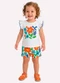 Kyly - Conjunto Infantil Menina Flores Branco - variação: Branco