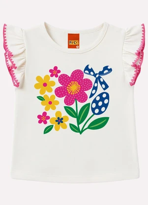 Kyly - Conjunto Infantil Menina Flores Branco - KYLY
