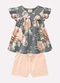 Milon - Conjunto Infantil Menina Flores Cinza - variação: Cinza
