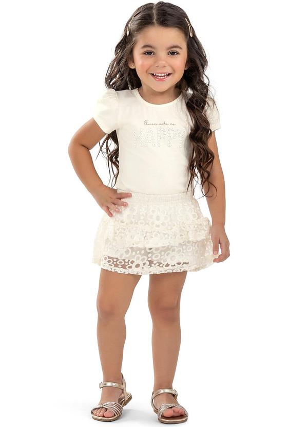 Elian - Conjunto Infantil Menina Flores Elian Bege
