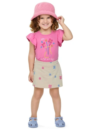 Elian - Conjunto Infantil Menina Flores Lantejoulas Rosa - ELIAN