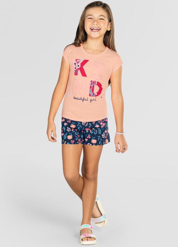 Brandili - Conjunto Infantil Menina Flores Laranja