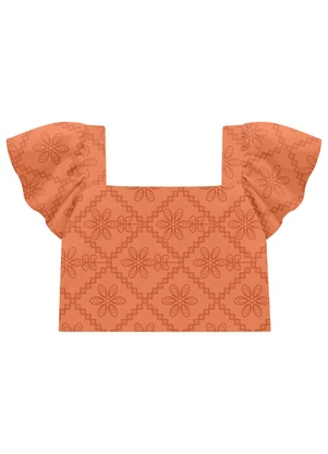Milon - Conjunto Infantil Menina Flores Laranja - MILON