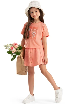 Colorittá - Conjunto Infantil Menina Flores Laranja - COLORITTÁ