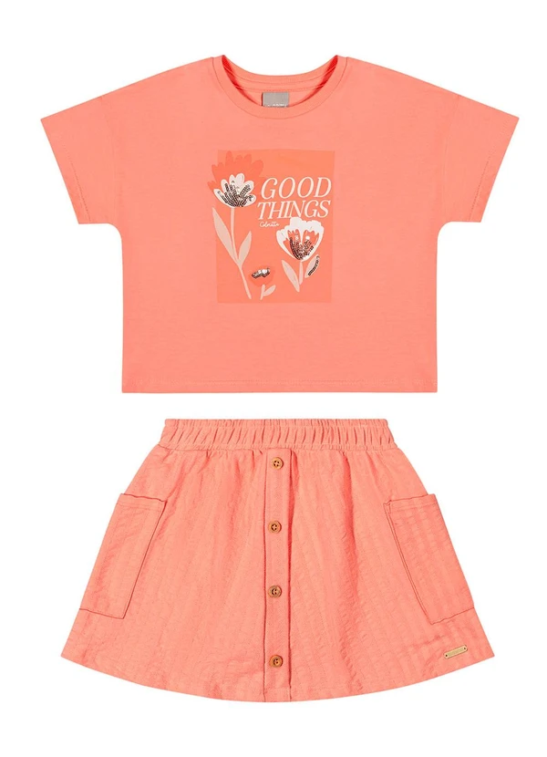 Colorittá - Conjunto Infantil Menina Flores Laranja 3