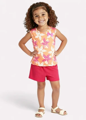 Kyly - Conjunto Infantil Menina Flores Laranja - KYLY