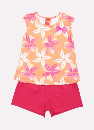 Kyly - Conjunto Infantil Menina Flores Laranja - KYLY