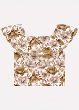 Milon - Conjunto Infantil Menina Flores Marrom - MILON