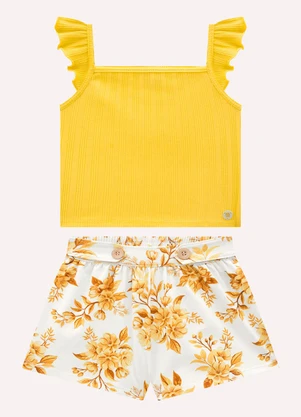 Milon - Conjunto Infantil Menina Flores Amarelo - MILON