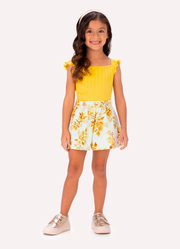 Milon - Conjunto Infantil Menina Flores Amarelo