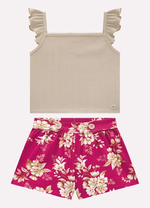 Conjunto Infantil Menina Flores Milon (Bege) - MILON