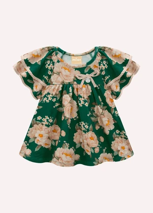 Milon - Conjunto Infantil Menina Flores Verde - MILON