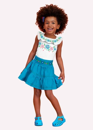 Conjunto Infantil Menina Flores Nanai (Branco) - NANAI