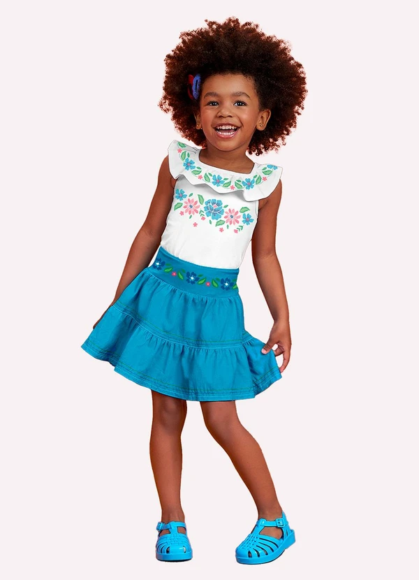 Nanai - Conjunto Infantil Menina Flores Nanai Branco