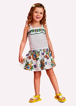 Conjunto Infantil Menina Flores Nanai (Branco) - NANAI