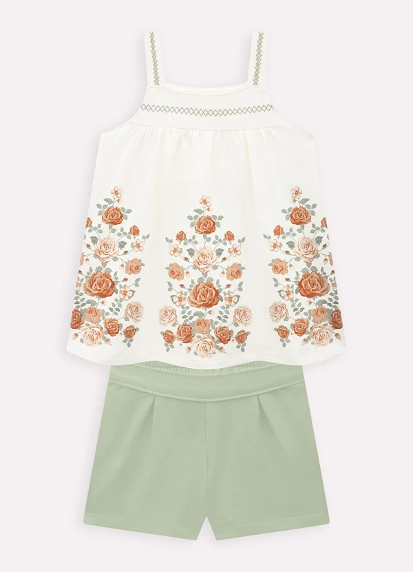 Milon - Conjunto Infantil Menina Flores Off White 2