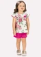 Milon - Conjunto Infantil Menina Flores Cinza - variação: Off White
