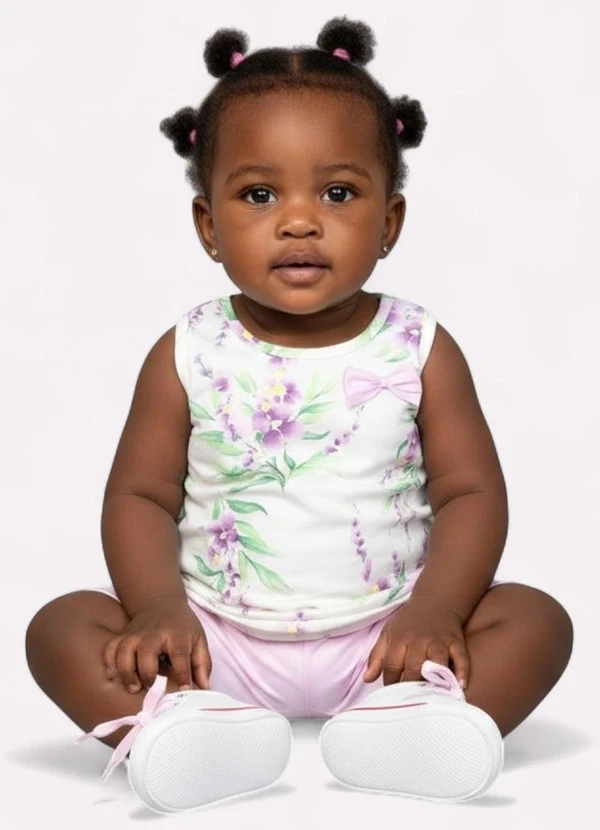 Kyly - Conjunto Infantil Menina Flores Off White 2