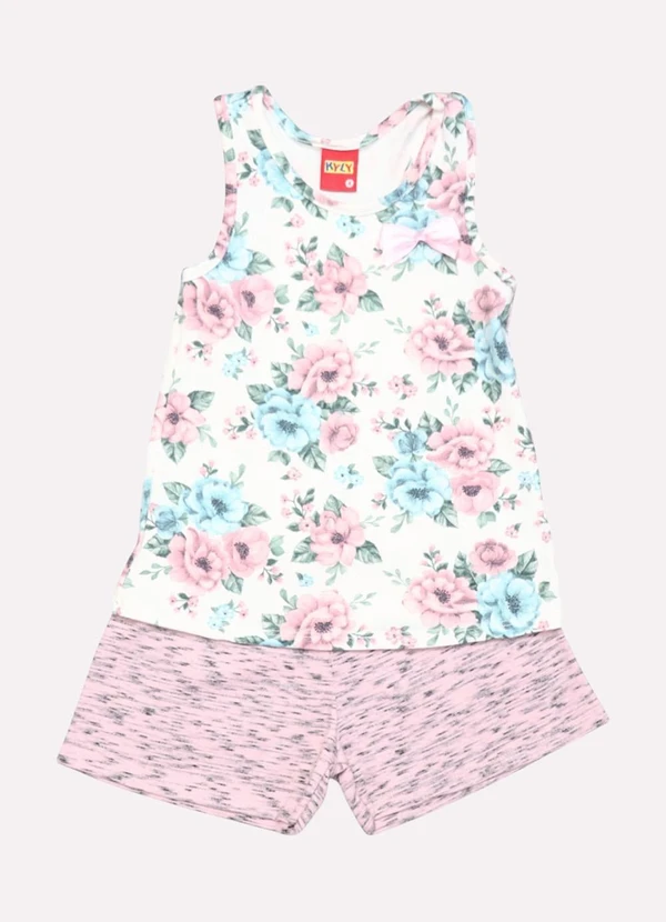 Kyly - Conjunto Infantil Menina Flores Off White 1