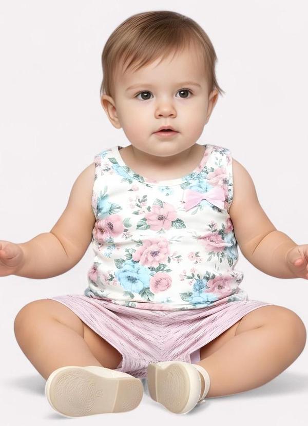 Kyly - Conjunto Infantil Menina Flores Off White 2