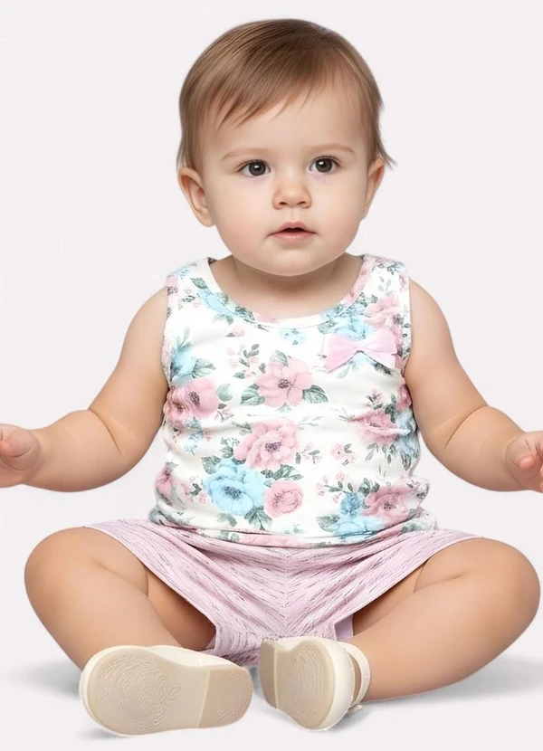 Kyly - Conjunto Infantil Menina Flores Off White 2