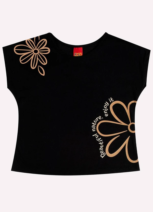 Kyly - Conjunto Infantil Menina Flores Preto 2