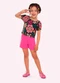Nanai - Conjunto Infantil Menina Flores Preto - variação: Preto