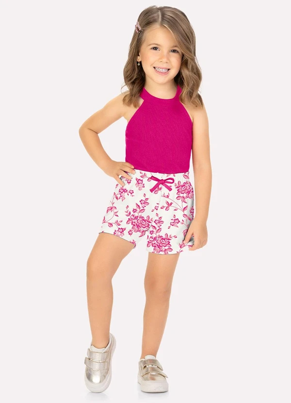 Milon - Conjunto Infantil Menina Flores Rosa