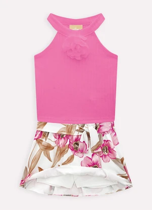 Milon - Conjunto Infantil Menina Flores Rosa - MILON