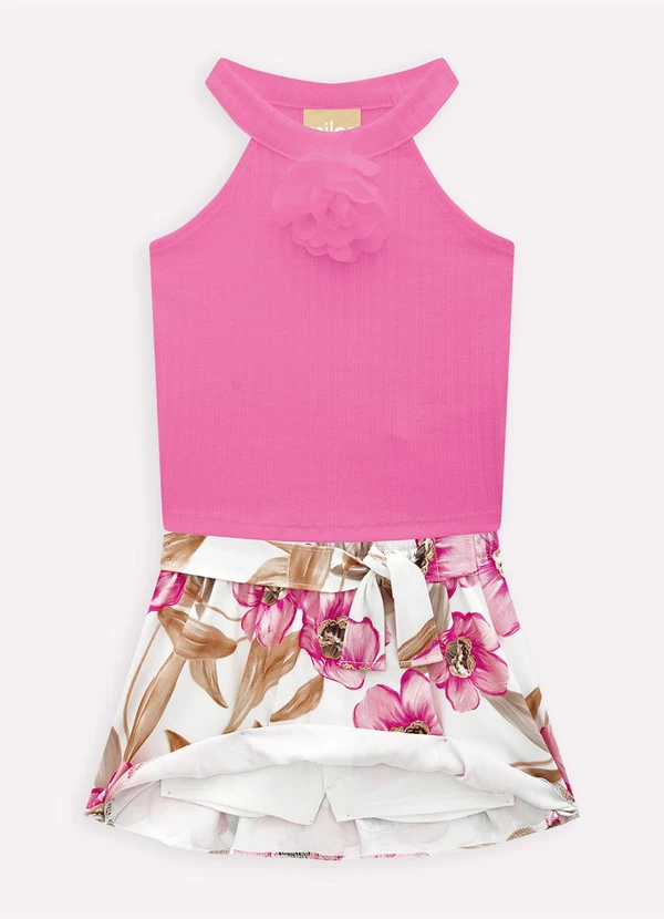 Milon - Conjunto Infantil Menina Flores Rosa