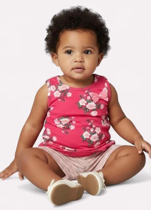 Kyly - Conjunto Infantil Menina Flores Rosa - KYLY