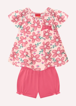 Kyly - Conjunto Infantil Menina Flores Rosa - KYLY
