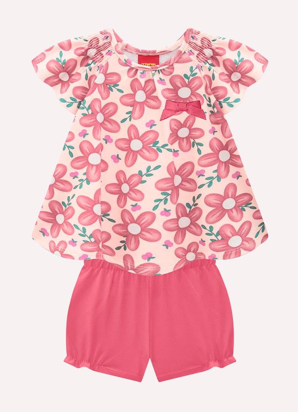 Kyly - Conjunto Infantil Menina Flores Rosa