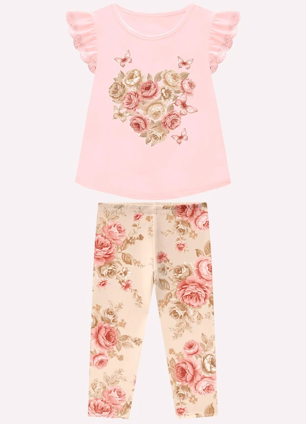 Milon - Conjunto Infantil Menina Flores Rosa